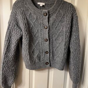 Topshop Charcoal Cable Knit Cardigan